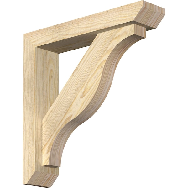 Ekena Millwork Funston Slat Rough Sawn Bracket w/ Offset Brace, Douglas Fir, 4"W x 18"D x 18"H BKT0402X18X18FST06RDF - main